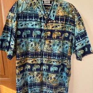 Tropical Rum Reggae Blue and Gold Men's Shirt